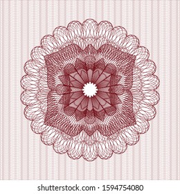 Red rosette or money style emblem. Vector Illustration. Detailed.