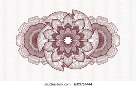 Red rosette or money style emblem. Vector Illustration. Detailed.
