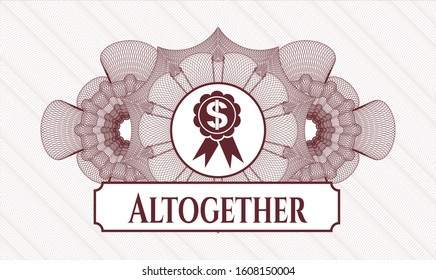 Red rosette (money style emblem) with business ribbon icon and Altogether text inside