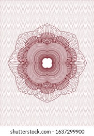 Red rosette or money style emblem. Vector Illustration. Detailed.