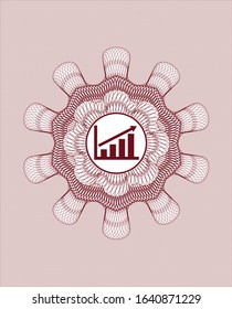 Red rosette (money style emblem) with growth chart icon inside