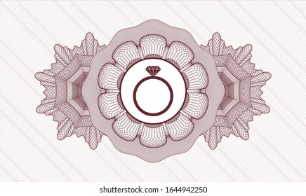Rosette (Geldstil) mit Diamantring-Symbol innen