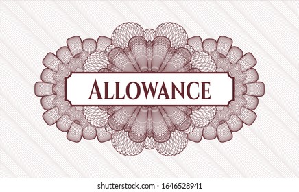 Red rosette or money style emblem with text Allowance inside