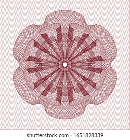 Red rosette or money style emblem. Vector Illustration. Detailed.