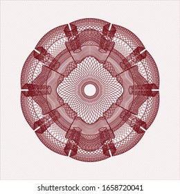 Red rosette (money style emblem). Vector Illustration. Detailed.