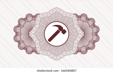 Símbolo rojo estilo dinero con icono de martillo
