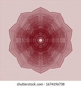 Red rosette or money style emblem. Vector Illustration. Detailed.