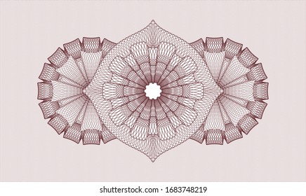 Red rosette (money style emblem). Vector Illustration. Detailed.