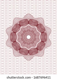 Red rosette or money style emblem. Vector Illustration. Detailed.