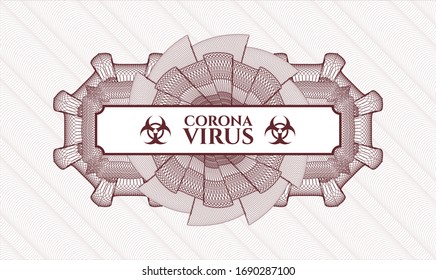 Red rosette or money style emblem with text Coronavirus inside