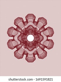 Red rosette (money style emblem). Vector Illustration. Detailed. 