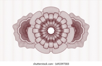 Red rosette or money style emblem. Vector Illustration. Detailed.
