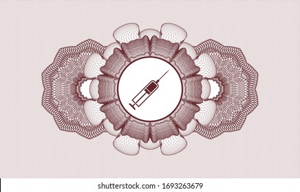 rotes Rosette- oder Geldstil-Emblem mit Spritzensymbol