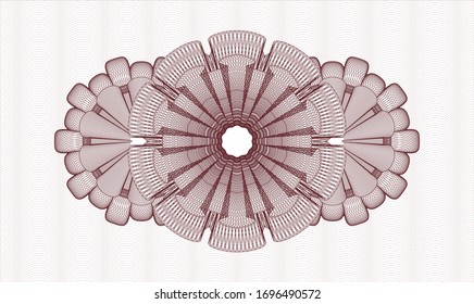 Red rosette or money style emblem. Vector Illustration. Detailed.