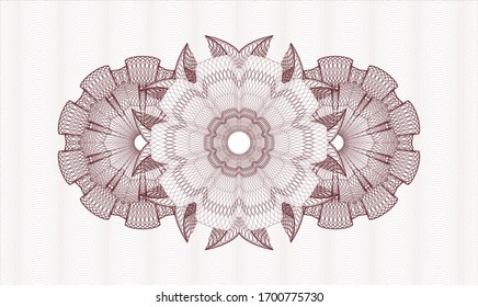 Estampilla roja o emblema tipo dinero. Ilustración vectorial. Detallado.
