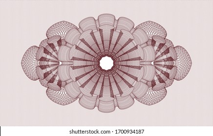 Red rosette or money style emblem. Vector Illustration. Detailed.