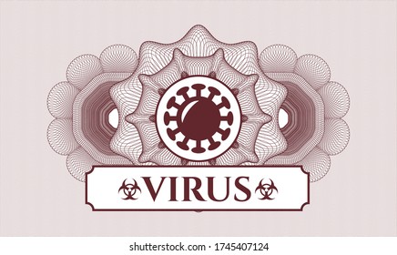 Rosette oder Geldstil. Vector Illustration. Detaillierte Angaben mit dem Coronavirus-Symbol und dem Virus-Text in