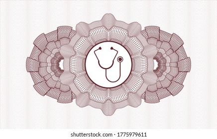Red rosette (money style emblem). Vector Illustration. Detailed with stethoscope icon inside