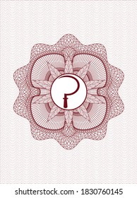Red rosette (money style emblem). with sickle icon inside