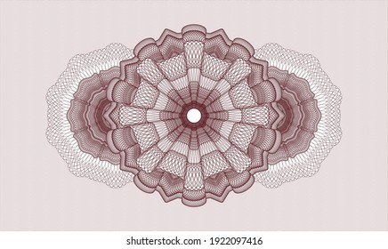 Red rosette or money style emblem. Vector Illustration. Detailed 