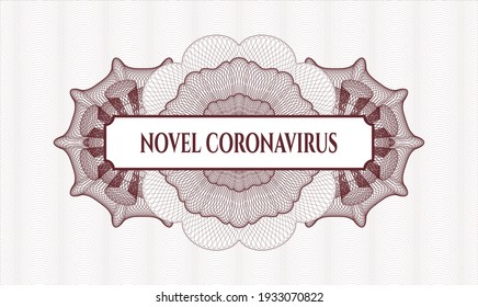 Rosette oder Geldstil. Vektorgrafik. Detaillierte Angaben mit Text Novel Coronavirus Innen