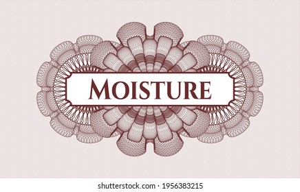 Red rosette (money style emblem). Vector Illustration. Detailed with text Moisture inside