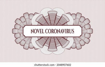 Rosette oder Geldstil. Vektorgrafik. Detaillierte Angaben mit Text Novel Coronavirus Innen