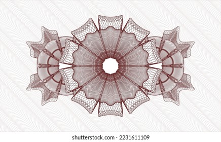 Red rosette or money style emblem. Vector Illustration. Detailed 