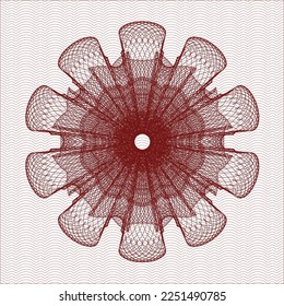 Red rosette or money style emblem. Vector Illustration. Detailed. 