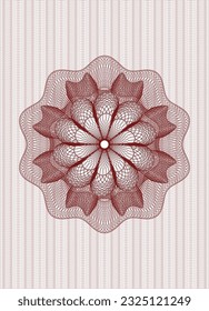 Red rosette (money style emblem). Vector Illustration. Detailed. 
