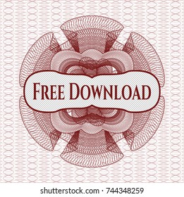 Red rosette or money style emblem with text Free Download inside