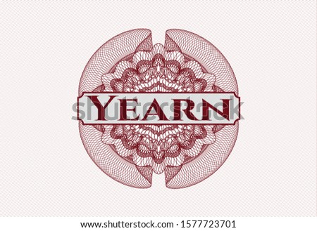 Red rosette (money style emblem) with text Yearn inside