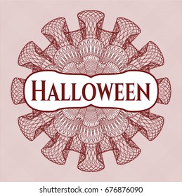 Red rosette with text Halloween inside