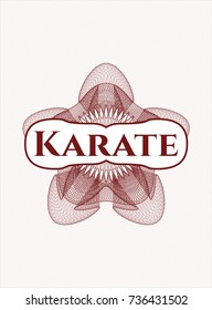 Red rosette with text Karate inside
