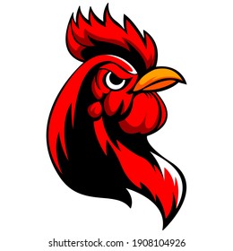 a red roster head vector design 