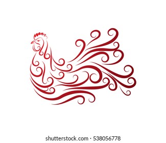 Red Roster Logo Template