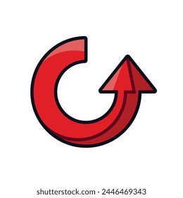 Red Rotation Vector Icon. Rotation Sign In Flat Style