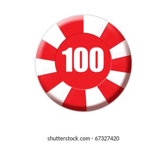 Red roulette chip isolated on white, vector illustration