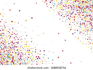 Red Round Anniversary Background. Dot Dust Texture. Yellow Cartoon Confetti. Multicolored Christmas Circle Illustration.