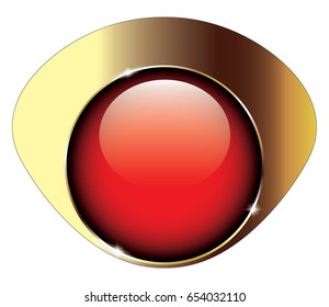 Red round background with a golden frame, with space for your text.  Vector illustration.