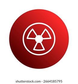 Roter, runder Hintergrund mit einem auffälligen, weißen Strahlenschutzsymbol, das für Gefahren und Vorsicht bei der Wahrnehmung der Sicherheit steht