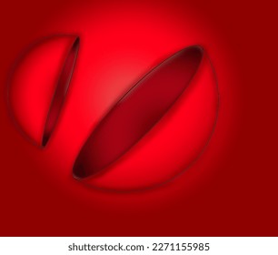 roter runder Ball, der auf halbem Hintergrund aufgeteilt ist