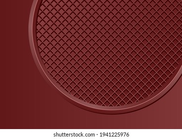 red round banner with grid pattern