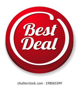 Red round best deal button on white background