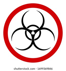 Red round biohazard sign on a white background, for design, vector illustration