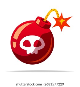 Ilustración aislada de Vector de bomba redonda roja