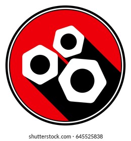 red round with border and black shadow - white three nuts icon