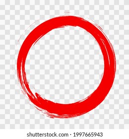 Red round brush frame. Red circle grunge banner design template for copy text space.