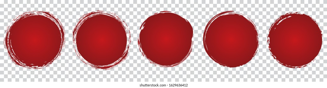 red round brush painted circle banner on transparent background
