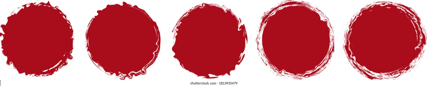 rojizo pincel rojo estampado marca de círculo de tinta sobre fondo blanco